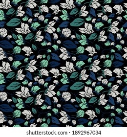 Elegantes, nahtloses Muster mit süßen Erbsenblumen, Design-Elementen. Blumenmuster für Einladungen, Karten, Druck, Geschenkverpackungen, Herstellung, Textilien, Gewebe, Wallpaper