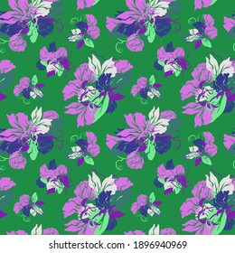 Elegant seamless pattern with sweet pea flowers, design elements. Floral  pattern for invitations, cards, print, gift wrap, manufacturing, textile, fabric, wallpapers