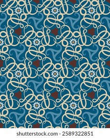Elegant seamless pattern with swirls. Art forms are grouped and arranged in a specific order. Vector image for print, textile, packaging, interior design and your other projects.