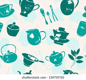 elegant seamless pattern with tea accessories for your design