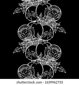 Elegant seamless pattern with tomatoes, design elements. Vegetable pattern for invitations, cards, print, gift wrap, manufacturing, textile, fabric, wallpapers. Food, kitchen, vegetarian theme