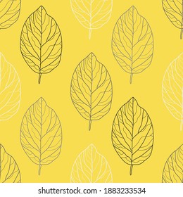 Elegant seamless pattern with tree branch leaves, design elements. Floral  pattern for invitations, cards, print, gift wrap, manufacturing, textile, fabric, wallpapers. 2021 color trends