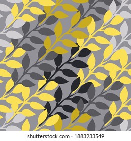 Elegant seamless pattern with tree branch leaves, design elements. Floral  pattern for invitations, cards, print, gift wrap, manufacturing, textile, fabric, wallpapers. 2021 color trends