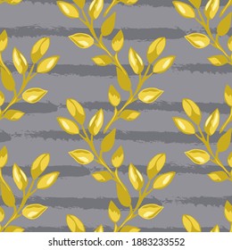 Elegant seamless pattern with tree branch leaves, design elements. Floral  pattern for invitations, cards, print, gift wrap, manufacturing, textile, fabric, wallpapers. 2021 color trends