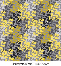 Elegant seamless pattern with tree branch leaves, design elements. Floral  pattern for invitations, cards, print, gift wrap, manufacturing, textile, fabric, wallpapers. 2021 color trends