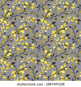 Elegant seamless pattern with tree branch leaves, design elements. Floral  pattern for invitations, cards, print, gift wrap, manufacturing, textile, fabric, wallpapers. 2021 color trends