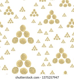 Elegant Seamless Pattern Triangles Gold color. Perfect for your design, textile, pattern fills, box, posters, cards, web page background etc. Pattern under the mask. Vector.