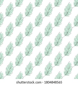 Elegant seamless pattern with tropical leaves, design elements. Floral  pattern for invitations, cards, print, gift wrap, manufacturing, textile, fabric, wallpapers. Continuous line art style