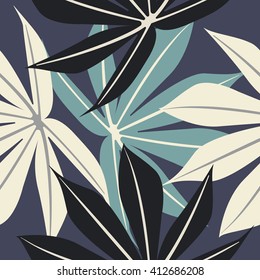 Elegant seamless pattern with tropical leaves can be used for linen, tile, wallpaper, design fabric and more designs.