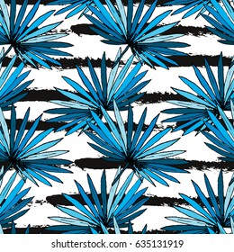 Elegant seamless pattern with tropical leaves, design element. Floral pattern for invitations, cards, scrapbooking, print, wallpapers, web backgrounds, manufacturing. Editable