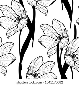 Elegant seamless pattern with tulip flowers, design elements. Floral  pattern for invitations, cards, print, gift wrap, manufacturing, textile, fabric, wallpapers