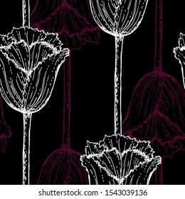 Elegant seamless pattern with tulip flowers, design elements. Floral  pattern for invitations, cards, print, gift wrap, manufacturing, textile, fabric, wallpapers