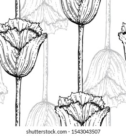 Elegant seamless pattern with tulip flowers, design elements. Floral  pattern for invitations, cards, print, gift wrap, manufacturing, textile, fabric, wallpapers
