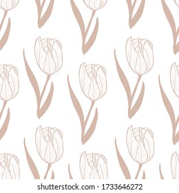 Elegant seamless pattern with tulip flowers, design elements. Floral  pattern for invitations, cards, print, gift wrap, manufacturing, textile, fabric, wallpapers