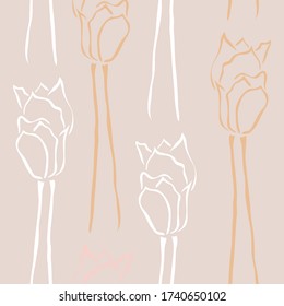 Elegant seamless pattern with tulip flowers, design elements. Floral  pattern for invitations, cards, print, gift wrap, manufacturing, textile, fabric, wallpapers