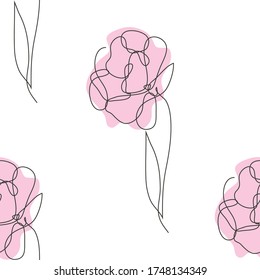 Elegant seamless pattern with tulip flowers, design elements. Floral  pattern for invitations, cards, print, gift wrap, manufacturing, textile, fabric, wallpapers. Continuous line art style