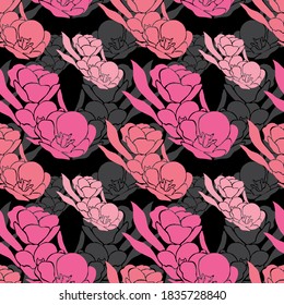 Elegant seamless pattern with tulip flowers, design elements. Floral  pattern for invitations, cards, print, gift wrap, manufacturing, textile, fabric, wallpapers