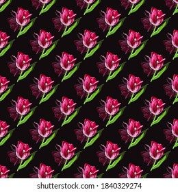 Elegante y sin fisuras con flores de tulipán, elementos de diseño. Patrón floral para invitaciones, tarjetas, impresiones, envolturas de regalo, manufactura, textiles, tejidos, papeles pintados