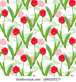 Elegante y sin fisuras con flores de tulipán, elementos de diseño. Patrón floral para invitaciones, tarjetas, impresiones, envolturas de regalo, manufactura, textiles, tejidos, papeles pintados
