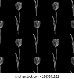 Elegant seamless pattern with tulip flowers, design elements. Floral  pattern for invitations, cards, print, gift wrap, manufacturing, textile, fabric, wallpapers