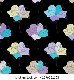 Elegant seamless pattern with tulip flowers, design elements. Floral  pattern for invitations, cards, print, gift wrap, manufacturing, textile, fabric, wallpapers. Continuous line art style