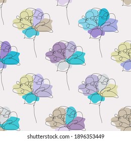 Elegante y sin fisuras con flores de tulipán, elementos de diseño. Patrón floral para invitaciones, tarjetas, impresiones, envoltura de regalo, manufactura, textiles, tela, papel pintado. Estilo de arte de línea continuo