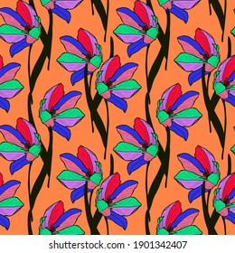 Elegante y sin fisuras con flores de tulipán, elementos de diseño. Patrón floral para invitaciones, tarjetas, impresiones, envolturas de regalo, manufactura, textiles, tejidos, papeles pintados