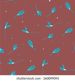 Elegant seamless pattern with tulip flowers on bordo background, vector illustration