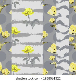 Elegant seamless pattern with tulip and rose flowers, design elements. Floral  pattern for invitations, cards, print, gift wrap, manufacturing, textile, fabric, wallpapers