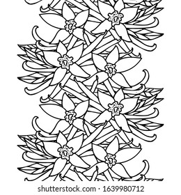 Elegant seamless pattern with vanilla spices, design elements. Vanilla pattern for invitations, cards, print, gift wrap, manufacturing, textile, fabric, wallpapers. Food, kitchen, vegetarian theme