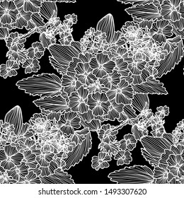 Elegant seamless pattern with verbena flowers, design elements. Floral  pattern for invitations, cards, print, gift wrap, manufacturing, textile, fabric, wallpapers