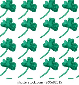 Elegant seamless pattern with watercolor painted four leaf clovers, design elements. Floral pattern for invitations, greeting cards, scrapbooking, print, gift wrap, manufacturing. St patrick's day