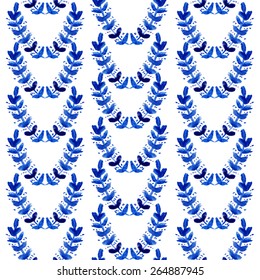Elegant seamless pattern with watercolor painted blue leaves , design elements. Floral pattern for wedding invitations, greeting cards, scrapbooking, print, gift wrap, manufacturing