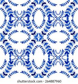 Elegante padrão sem emenda com aquarela pintado folhas azuis, elementos de design. Padrão floral para convites de casamento, cartões de saudação, scrapbooking, impressão, embrulho de presente, fabricação