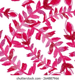 Elegant seamless pattern with watercolor painted pink leaves, design elements. Floral pattern for wedding invitations, greeting cards, scrapbooking, print, gift wrap, manufacturing