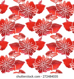 Elegant seamless pattern with watercolor painted hibiscus flowers, design elements. Floral pattern for wedding invitations, greeting cards, scrapbooking, print, gift wrap, manufacturing