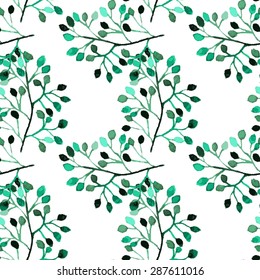 Elegant seamless pattern with watercolor painted branches with leaves, design elements. Floral pattern for invitations, greeting cards, scrapbooking, print, gift wrap, manufacturing