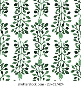 Elegant seamless pattern with watercolor painted branches with leaves, design elements. Floral pattern for invitations, greeting cards, scrapbooking, print, gift wrap, manufacturing