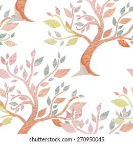 Elegant seamless pattern with watercolor trees, design elements. Floral pattern for invitations, greeting cards, scrapbooking, print, gift wrap, manufacturing