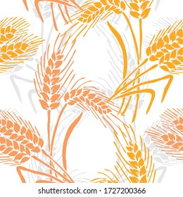 Elegant seamless pattern with wheat plants, design elements. Floral  pattern for invitations, cards, print, gift wrap, manufacturing, textile, fabric, wallpapers