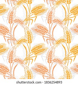 Elegant seamless pattern with wheat plants, design elements. Wheat  pattern for invitations, cards, print, gift wrap, manufacturing, textile, fabric, wallpapers