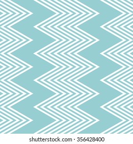 Elegant seamless pattern of white and blue vertical zigzag. Beautiful zig zag print cyan color. Vector illustration for various creative projects