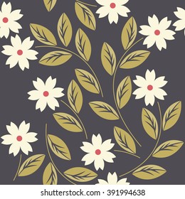 Elegant seamless pattern with white flowers can be used for wallpapers,  surface textures, textile, kids cloth, pattern fills, web page backgrounds and more creative designs. 