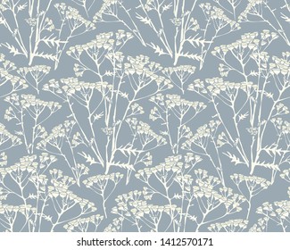 elegant seamless pattern with white hand drawn tansy