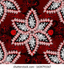 Elegant seamless pattern with white, red and black flowers in watercolor style, design elements. Editable. Floral pattern for wedding invitations, greeting cards, print, gift wrap, manufacturing.