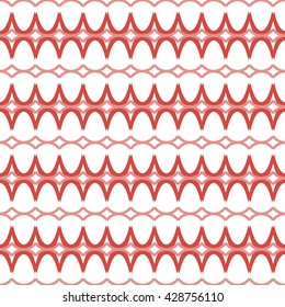 Elegant seamless pattern in white and red colors. Endless horizontal chains of roundish geometric elements. Beautiful contrasting ornament. Vector illustration for various creative projects