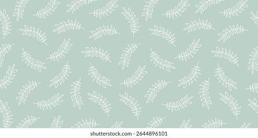 Elegante patrón sin fisuras con hojas tropicales blancas sobre fondo verde pastel. Perfecto para embalaje ecológico, tela, Fondo de pantalla y proyectos de diseño botánico. sstkBackgrounds