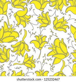 Elegant seamless pattern with yellow flowers, vector illustration