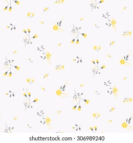Elegant seamless pattern with yellow flowers, vector illustration