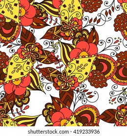 Elegant seamless pattern with yellow flowers, vector illustration